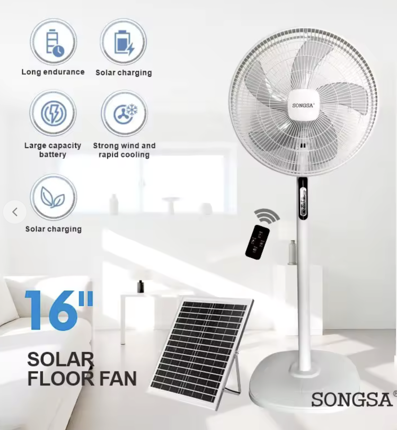 Electric Solar Standing Fan